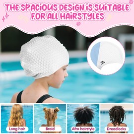 Kids Swim Cap, Silicone Durable Waterproof Swimming Cap for 6-18 YearsDesigned for Children with Long Hair, Afro, Weaves, Extensions, plaits, Curls and bangsKeep Your Hair Dry