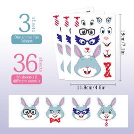 FuninCrea 36 Sheets Make a Face Stickers, Waterproof Make Your Own Stickers with Facial Expressions, Animals Mix and Match Sticker Sheets for Birthday Party Favors, Rewards, Art Craft (type 2)