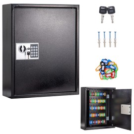 UMEKEN Key Box Wall Mount 150 Position Valet Digital Key Cabinet Lock Box with Code, Electronic Key Holder Lockbox with Key Tags, Key Organizer Locker Box, Black