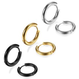 Aroncent 8Pcs Womens Mens Huggie Earring Hoop Stainless Steel Ear Stud Novelty 18/20/22/24MM