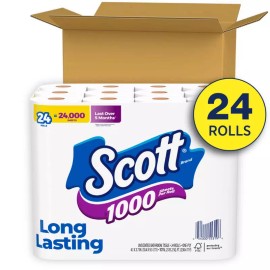 Scott 1000 Toilet Paper, 24 Rolls, 1,000 Sheets per Roll