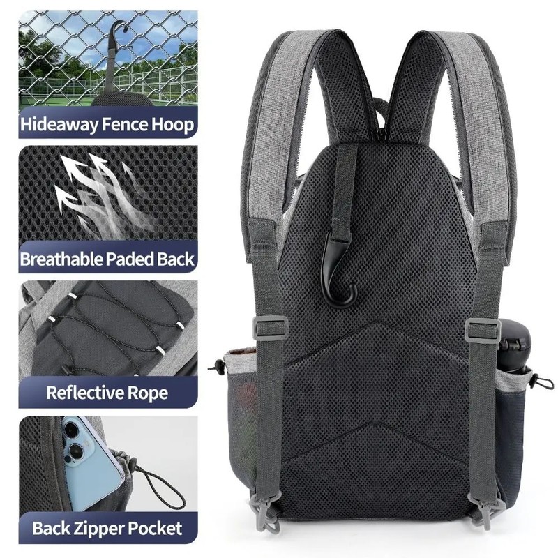 Toolzia Pickleball Backpack Large Capacity Sports Bag with Paddle and