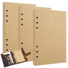 Pack of 3 Refill Paper A5 Refillable, 135 Sheets A5 Refill Paper, Kraft Paper Refill Ring Binder Inserts, Refill Inserts, 6 Holes, Refillable Refill Paper, for Diary, Sketching, Painting