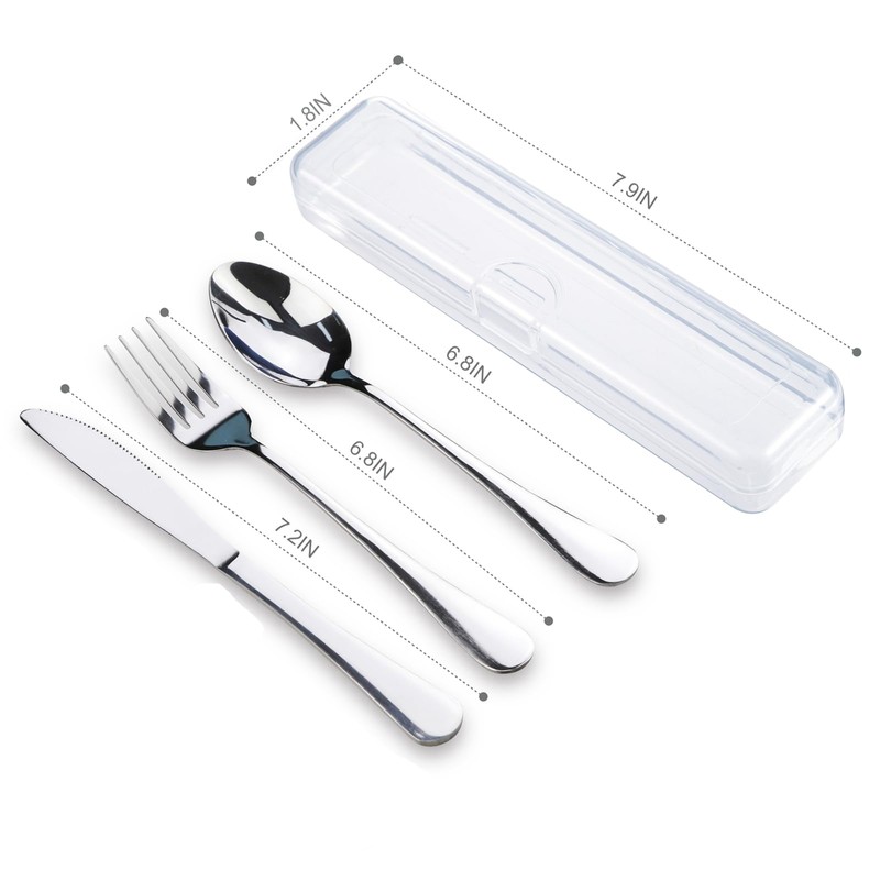 Travel Utensils With Case, Stainless Steel Reusable Portable Utensils Set