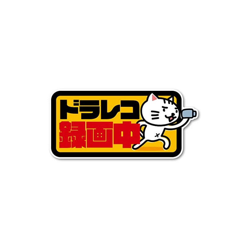 Isaac Trading Car Dash Cam Recording Sticker, Cat Illustration Sticker,