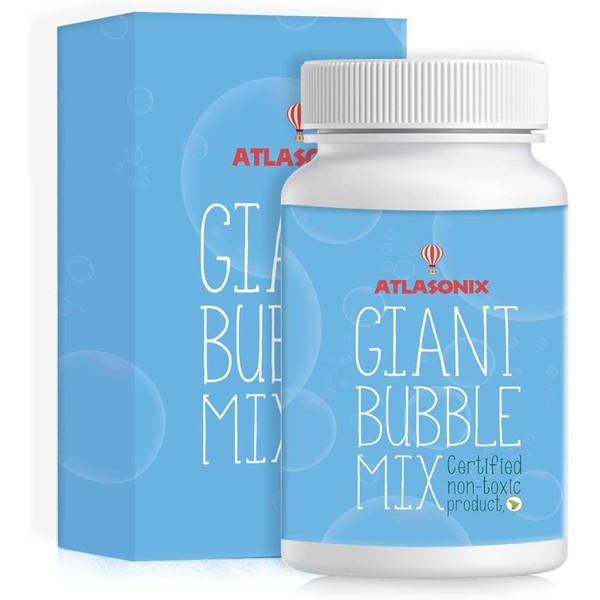 Atlasonix Giant Bubbles Mix - Makes 7 Gallons of Big Pure Bubble Solution for Kids | Non Toxic All Natural Bubble Concentrate for the Largest Bubbles | Birthdays, Outdoor Family Fun for Girls and Boys