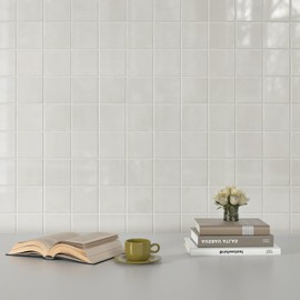 CHIHUT 12''x12'' 6 Sheets White 3D Peel and Stick Backsplash for Kitchen Subway Design Stick on Tile Self Adhesive Removable Wall Tile for Bedroom Living Room Square White Grout Vinyl Back Splash