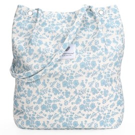 FloralGrace Flower Large Shoulder Bag Women, Cord Shoulder Bag, Tote Bag, Beach Bag, Cord Bag, Crossbody Bag, Shopper Tote Bag, Shopping Bag, Handbag, Shopper (Blue)