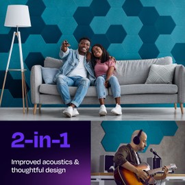 Ekkogo Acoustic Panels 12-Pack Soundproof Wall Panels 12"X10.4"X0.4" Sound Panels High Density Sound Dampening Panels - [Light Turquoise Hexagon]