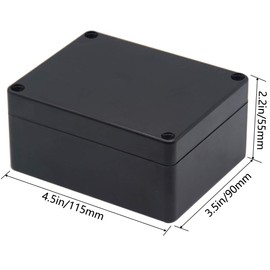 Junction Box, Zulkit Project Box IP65 Waterproof Dustproof ABS Plastic Electrical Boxes Electronic Enclosure Black 4.5 x 3.5 x 2.2 inch(115 x 90 x 55 mm)(Pack of 1)