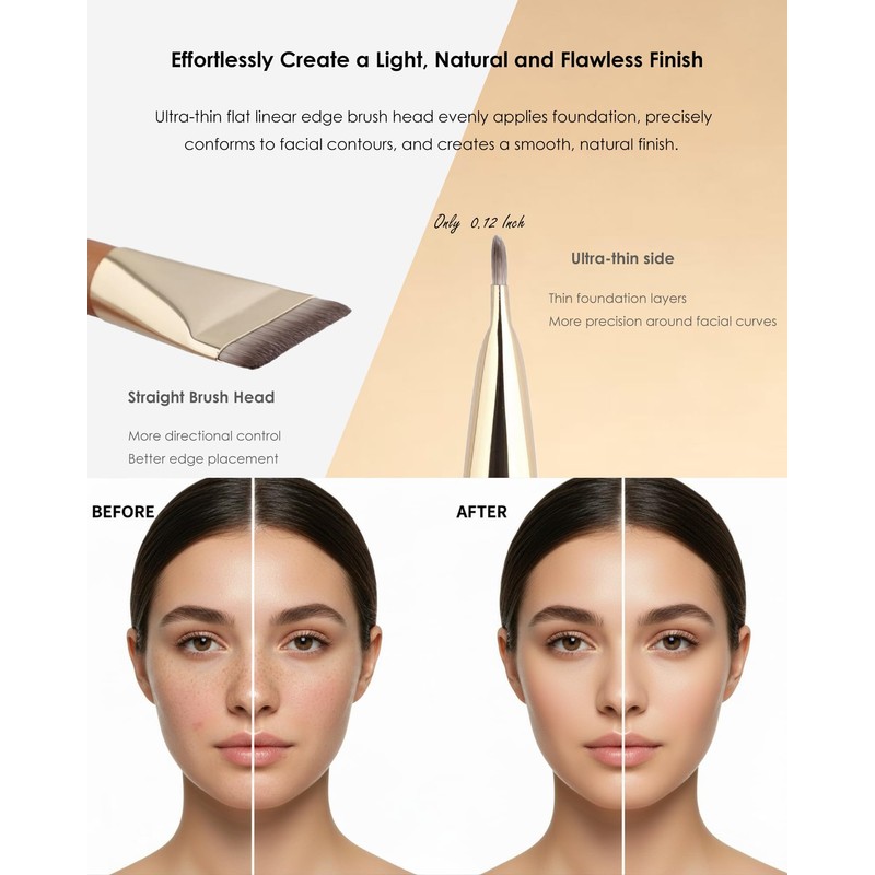Thin Flat Foundation Brush for Liquid Makeup,Facial Makeup Spatula Brush