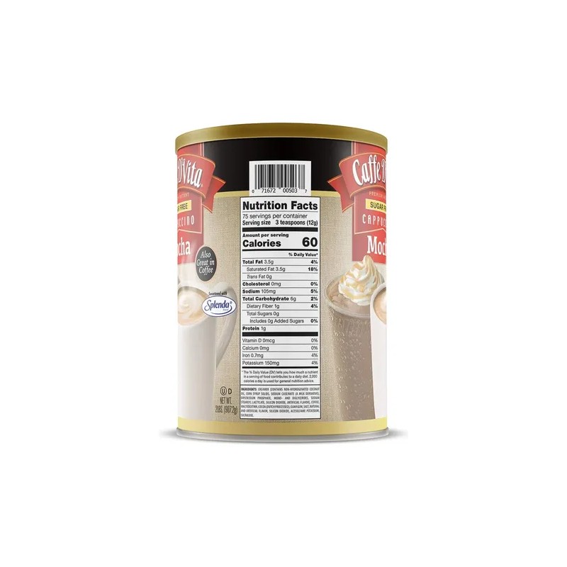 Caffe D Vita Mezcla Capuchino Moca Sin Azúcar 2 Libras