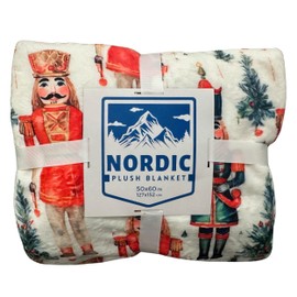YourFleece Plush Throw Blanket, Super Soft, Cozy, Thick, Warm and Lightweight for Sofa, Couch, Living Room, Bed, Double Layer Minky Plush Lining, 50x60 Inches, Nutcracker Soldiers Multi
