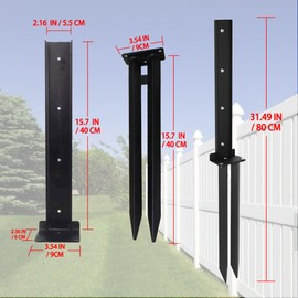 Fence Post Repair Kit, Fence Post Anchor Kit for Repairing Tilted Broken Wooden Fence Post, Heavy Duty Steel, 2 PCS, Black