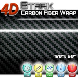 4D Black Carbon Fiber Vinyl Wrap Sticker Air Release Bubble Free Anti-Wrinkle 5 x 10 FT Feet / 60" x 120" in Inches