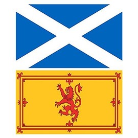 MEGA VALUE TWIN PACK St Andrews Cross Saltaire Scotland Flag + Rampant Lion Flag Quality Supporter Fans Large Flags 5'x3' (ft)