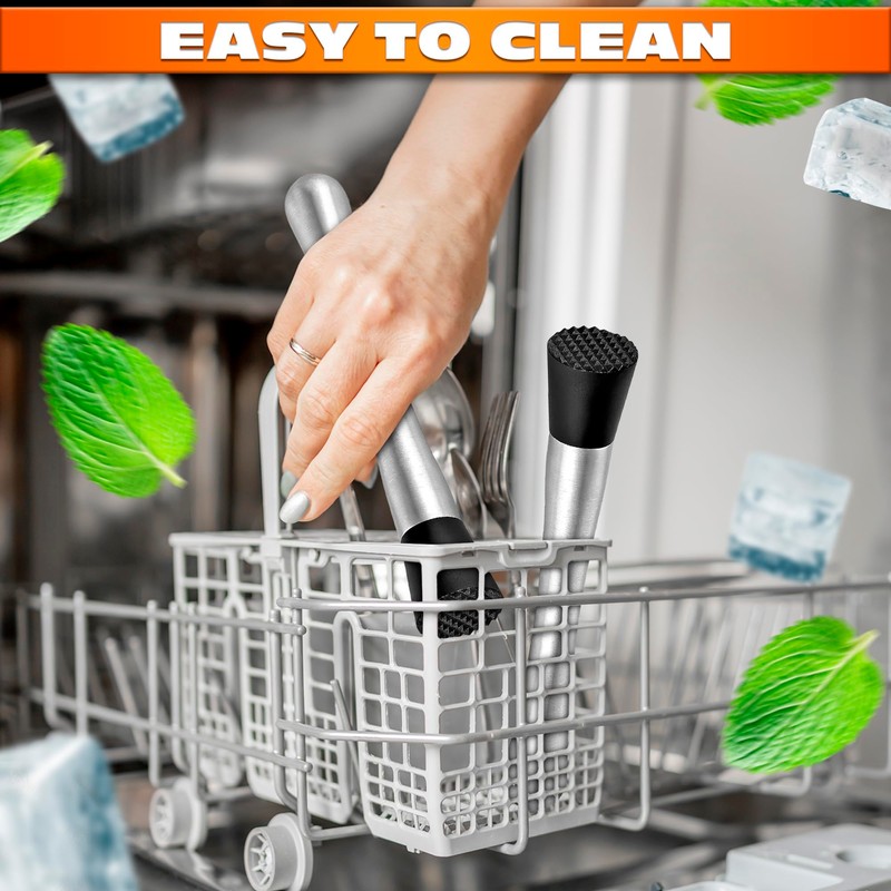 2 Pcs Bar Muddler for Cocktails – 8" Stainless Steel