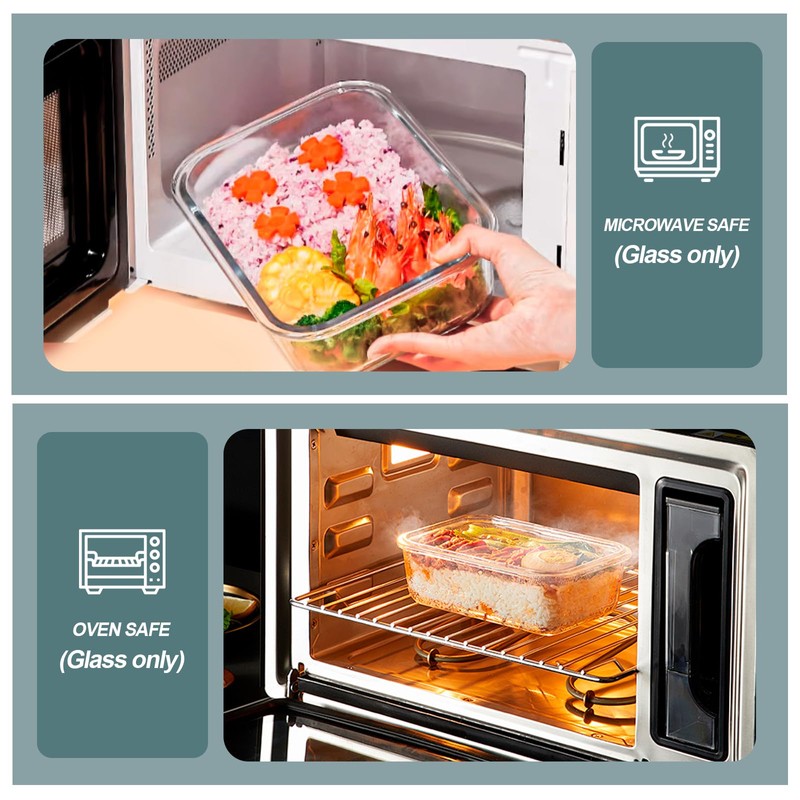 KOMUEE 30 oz 5 Pack Glass Meal Prep Containers, Glass