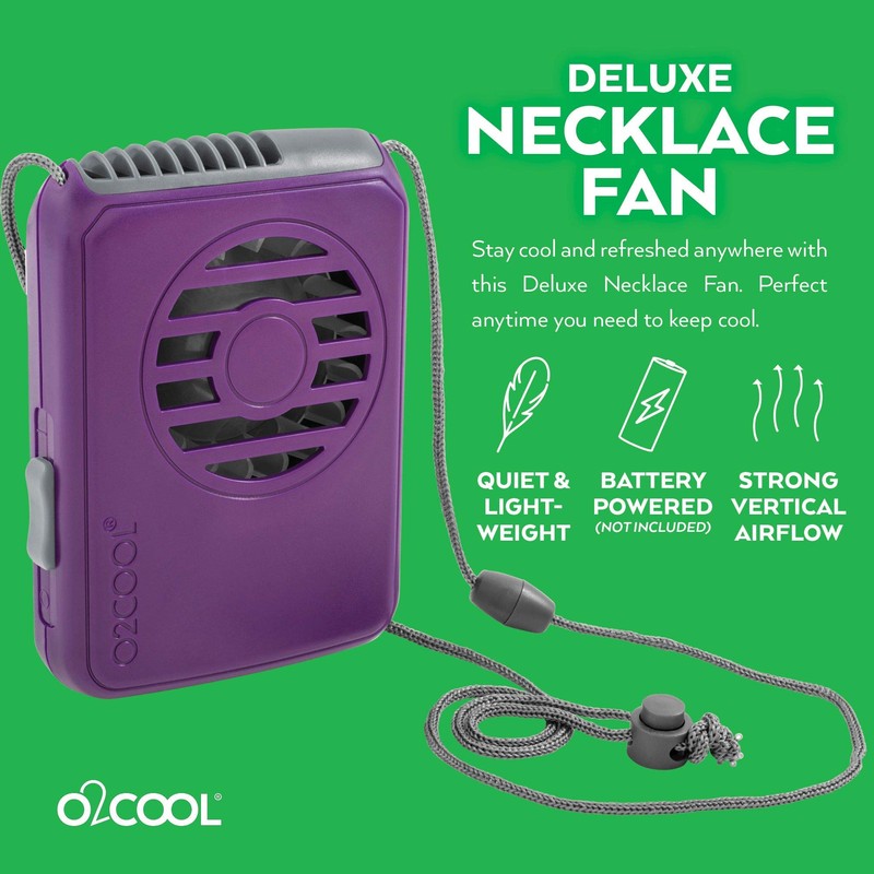 O2COOL Battery Powered Deluxe Necklace Fan For Personal Cooling With