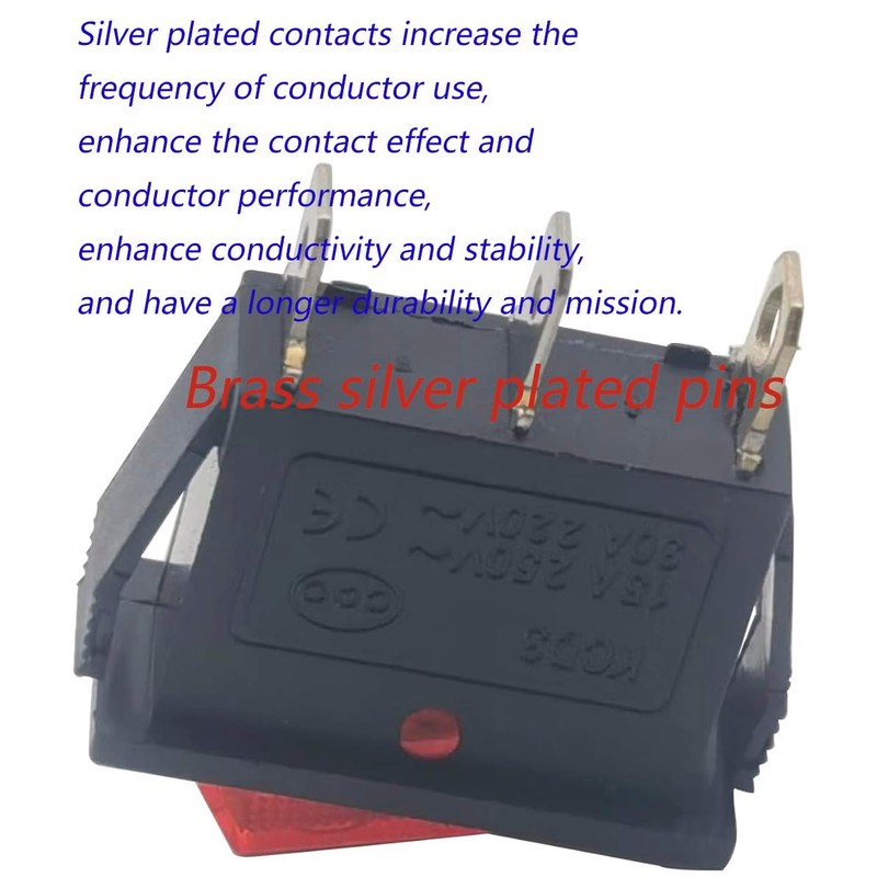 3 pin 2 Position Red Lighted Rocker Switch for Desktop