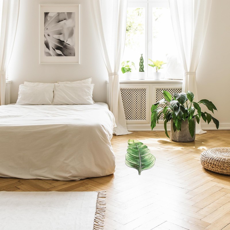 YOOCHUENG Leaf-shaped bath mat, ultra-thin, quick-drying, non-slip and absorbent bath