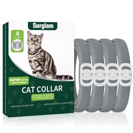 Surglam 4 Pack Collar, Collar for Cats, Adjustable Cat Kitten Collar, Waterproof Cat Collars for Small Medium and Large Cats, Comfortable & Light, One Size Fit All, Grey