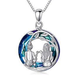 TREE NEST Collar de Árbol de la Vida y Buenas Hermanas con Colgante, Joyería de Árbol de la Vida con Cristal, Joyería para Mejores Amigas y Mujeres, Collares de Cristal Joyería para Mujeres, Regalo para El Día de la Madre, Cumpleaños y Navidad