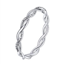 PROSILVER Engagement Ring Wedding Ring for Men and Women 925 Sterling Silver Braided Waves Front Ring Wedding Ring Memo Ring Band Rings Simple Jewellery Accessory, Sterling Silver, No Gemstone