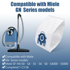 12 Pack 3D Dust Airclean Bags, Compatible with Miele GN Vacuum Bags, Replacement for Miele Classic C1 Complete C1, C2, C3, S400i S600 S2 S5 S8 Series, with 4 MP Filters, 4 AC Filters