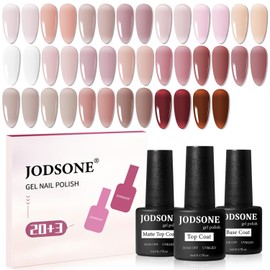 JODSONE 23PCS Gel Nail Polish Set 20 translucent Jelly Color Natural and Elegant Long Lasting Suitable for Home and Salon