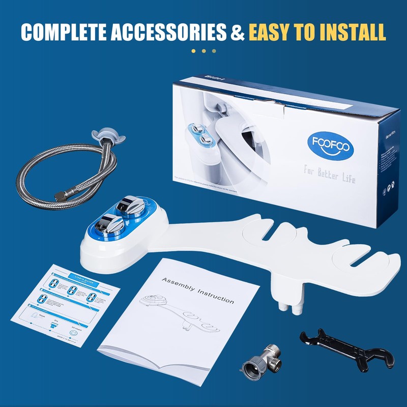 Non-Electric Bidet Attachment for Toilet Seat,Self-Cleaning, Dual Nozzle,Adjustable Water Pressure,