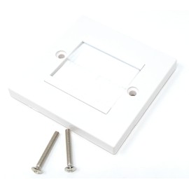 White Brush Plate Faceplate Wall Mounted Installation Tidy Cable Pass Through Insert for Wires and Cable Access (Single 86 x 86mm, White)