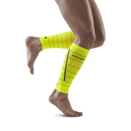 CEP Reflective Calf Sleeves, Neon Yellow, Men, V