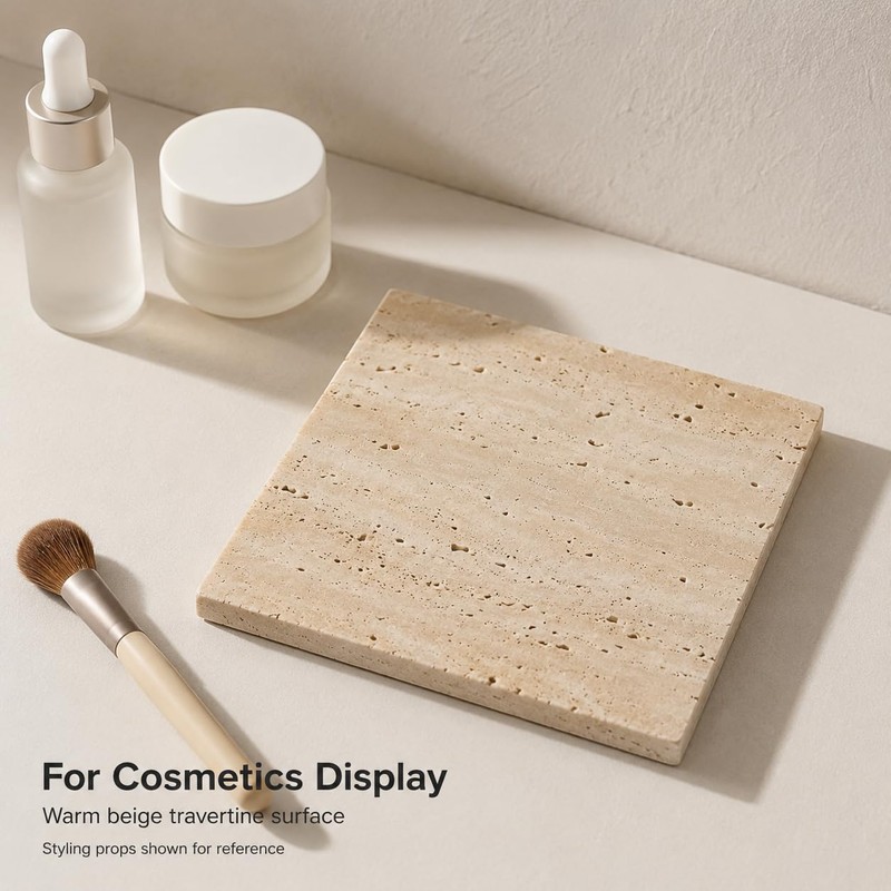 Artisanal Abode Travertine Display Tile, Single 3.94 Inch Square Stone