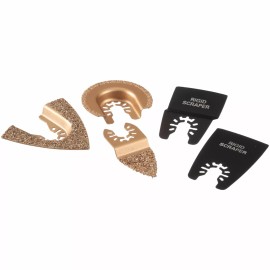 Hyper Tough 5-PCS TILE & GROUT KIT Rigid Scraper Oscillating Saw Blade Grit Rasp