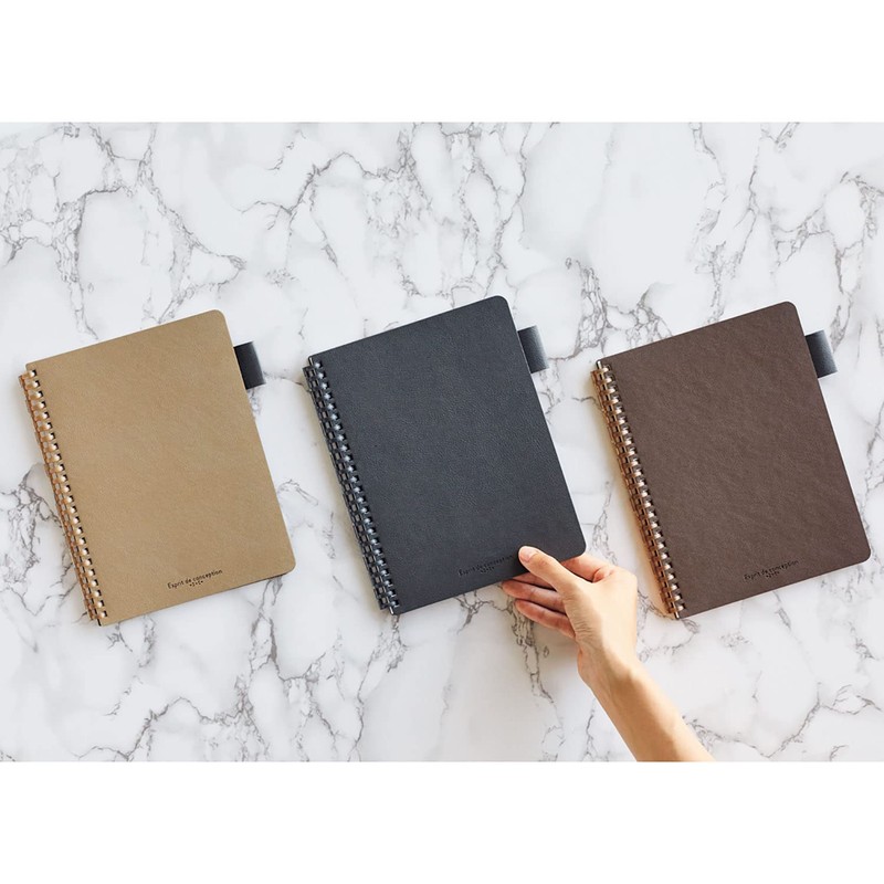 Lihit Lab N2993-27 Open Ring Notebook, Synthetic Leather, A5, Gray