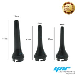 YNR Vet Otoscope Reusable Specula Veterinary Otoscope Ear Pieces, 3 Sizes: 4mm, 5mm, 7.5mm, Black