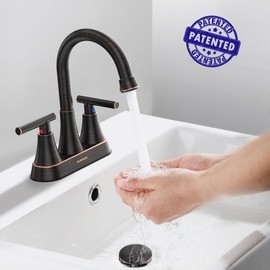 Bathroom Faucets for Sink 3 Hole, Hurran 4 inch Oil Rubbed Bronze Bathroom Sink Faucet with Pop-up Drain and Supply Hoses, Stainless Steel Lead-Free Centerset Faucets for Bathroom Vanity RV, 2 Pack