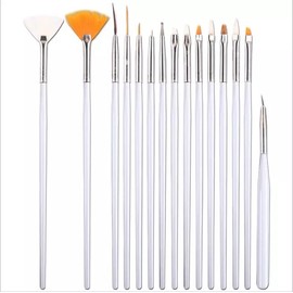 Nail Art Brushes Set, 15pcs Acrylic Nail Brush Painting Pen and 5pcs Nail Dotting Tools, Nail Pen Designer Nail Art Painting Kit for Diy & Professional Use (White)