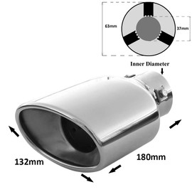 Rumplex Exhaust Trim Oval Stainless Steel Sports Exhaust Tailpipe End Pipe Trim Exhaust Tips Tailpipe Trim Silencer Tip Universal Exhaust Pipe Chrome Rustproof