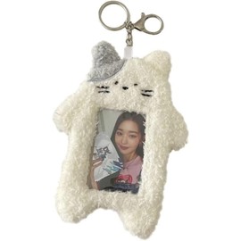 Cute Plush Photo Card Holder, Cute Idol Photo Keychain | Key Rings Purse Name Tags Holder for Women Students Office Supplies
