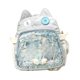 semmoi Ita Bag Kawaii Cat Backpack with Angel Wings, Large Capacity, Waterproof & Lightweight, Comes with Ita Bag Insert (Light Blue)