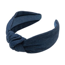 axy Hair Band with Knot Made of Denim Fabric – Beautiful Women's Headband Hair Accessories Hair Band HR35J (Dark Blue)