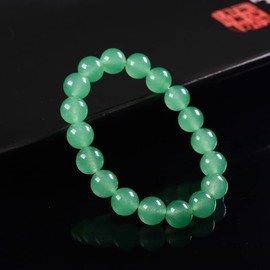 YIGEDAN 10mm Light Green Jade Gemstone Round Beads Stretch Bracelet