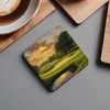 Golf Art Coaster Set, 4 x 9cm Glossy Wood Coffee
