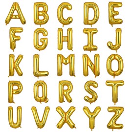 Palloncino Lettere L Oro XXL Grandi 100 cm Mylar Alfabeto Ballon Per Anniversario Festa Compleanno,Baby Shower,Matrimonio Decorazione (Oro L)