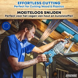 Effektwerk Reciprocating Saw Blades for Wood (5 Pieces) for Wood & Plastic Cutting, High Carbon Steel (HCS) Sabre Sawblades w/ 6 TPI (Teeth per Inch)