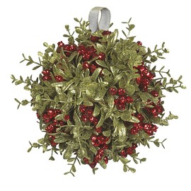 Ganz Kissing Krystal 8" Large Kissball Ornament Red Mistletoe Plastic