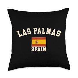 Vintage Las Palmas Spain Spanish Flag España Souvenir Retro Throw Pillow