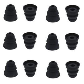 BLLQ 6 Pairs Replacement Triple Flange Ear Tips Earbuds Eartips Silicone Buds for Most in Ear Headphones (Sony Senso etc.) Black [Medium Size] (3flange tips M)